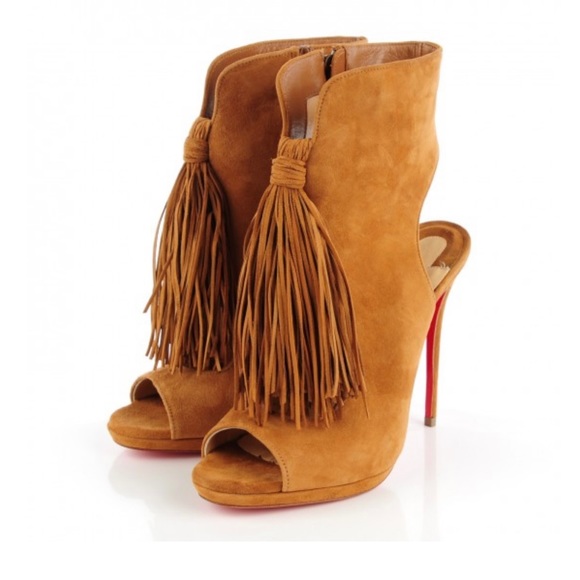 An authentic CHRISTIAN LOUBOUTIN Suede Otoka Fringe booties (like new) - Picture 4 of 6